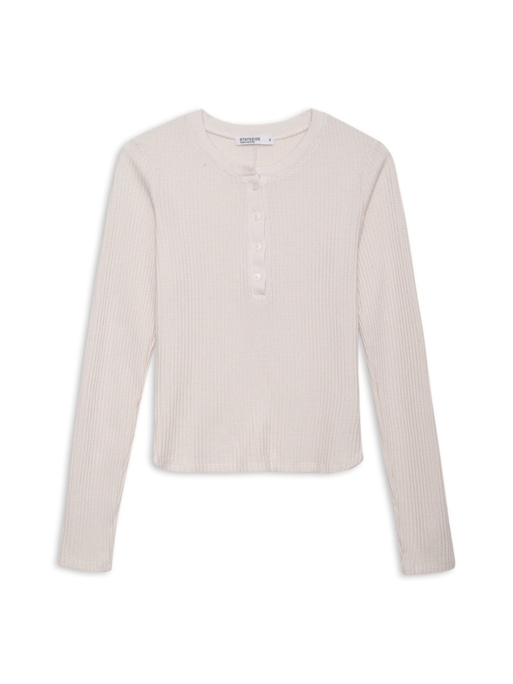 Stateside. NWT. Luxe Thermal Long Sleeve Slim Henley in Cream. Slim Fit. Medium